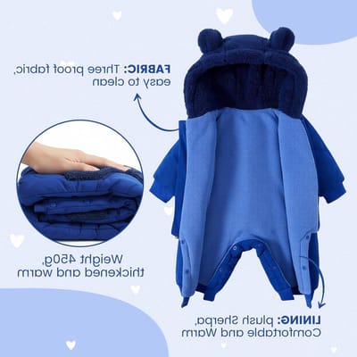 Fleece Winter Overall voor Baby's en Peuters met Berenkap, Geschikt voor 3-24 Maanden, Comfortabele en Warme Kleding voor Jongens en Meisjes