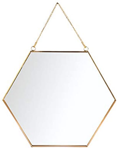 Geometrische Zeshoek Spiegel met Ketting voor Badkamer, Slaapkamer en Woonkamer - 240x208mm