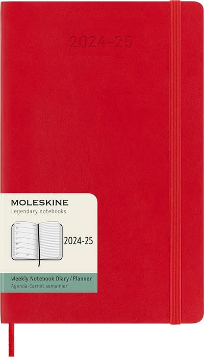 Weekplanner 18 Maanden - Agenda Notitieboek - Planning Werk Studie - Zachte Kaft Elastische Sluiting - Groot Formaat 13x21cm - Scharlakenrood