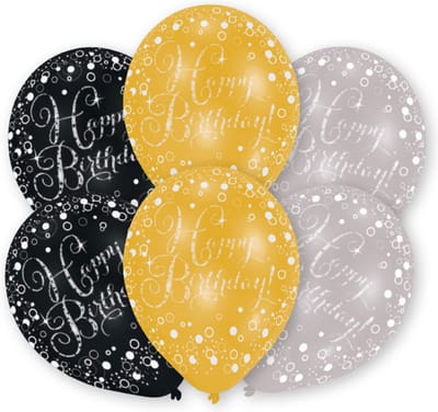 Amscan - Sparkling Celebrations - Ballon Happy Birthday Goud (6 stuks)