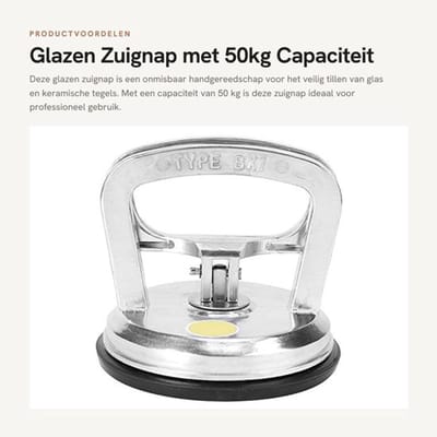 Zuignap 50 kg - Aluminiumlegering - Tegelheffer - 120 mm Diameter - Handmatig Gereedschap - Betrouwbaar in gebruik - Zuignapheffer
