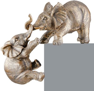 Gilde handwerk - Set/2 - Beelden - Sculpturen - Olifanten - Goud/Bronskleur - Polyresin - 7x31x11cm