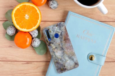 Honor 20 Lite TPU Siliconen Hoesje Marmer Grijs