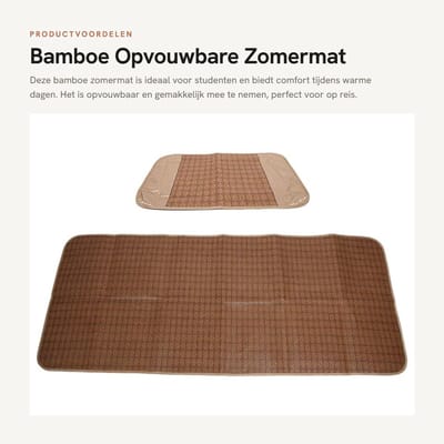 Dailygoods- Bamboemat Opvouwbaar - Antislip - Ademend - Duurzaam - 195x80 cm - Geschikt voor Studenten - Zomerslaapmat