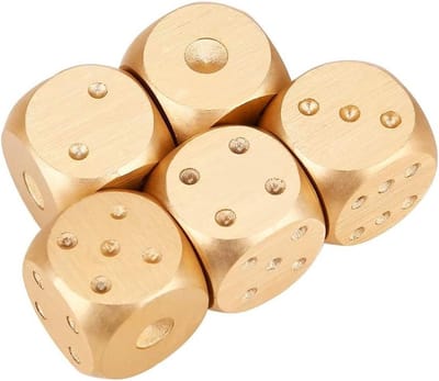 Aluminium Dobbelstenen Set - Pokerspel Dobbelstenen - Tafelspellen Spelen - Glad en Delicaat - 5 stuks - Goud