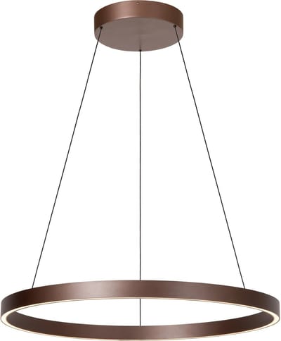 Lucide LIANE - Hanglamp - Ø 80 cm - LED Dimbaar - CCT - 2x36W 2700K/4000K - Geschikt voor vide en hoge plafonds - Roest bruin | Vibes
