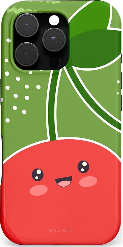 Casetastic hoesje geschikt voor Apple iPhone 16 Pro - MagSafe - Dubbellaagse bescherming - Kersenkus - Fashion Case - Groen Rood