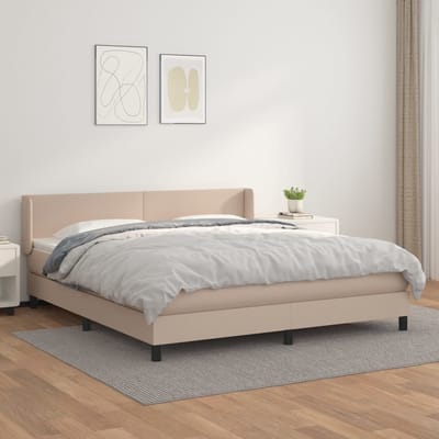 vidaXL - Boxspring - met - matras - kunstleer - cappuccinokleurig - 180x200 - cm
