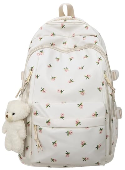 Ynkkvre - Schooltas meisje - School Tas - Rugzak Meisje - Aardbeien Print - 8 Zakken - Laptopvak 15.6 Inch - Verstelbare Banden