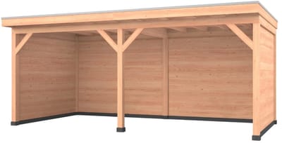 Douglas overkapping, 600 x 300, met achterwand en twee zijwanden, Westwood Comfort Plus