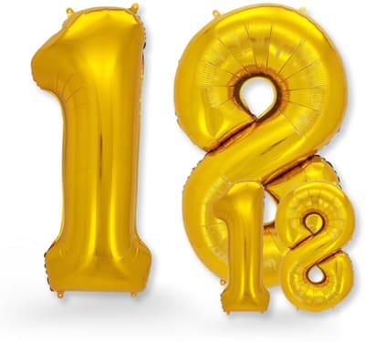 Gouden Folieballon 100 cm en 38 cm - 18e Verjaardag, Bruiloft, Jubileum Decoratie - 2 Stuks