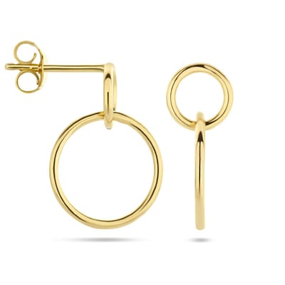 YO&NO - Oorbellen - Zilver Verguld - Dames - Oorhangers Rondjes - Sieraden Vrouw - Zilver 925