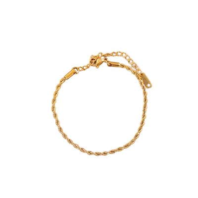 Plux Fashion Rope Armband - Goud - 3mm/8cm + 5cm verlengstuk - Sieraden - Gouden Armband - Rope Bracelet - Stainless Steel - Sieraden - HipHop Armband - Schakel Armband - Sieraden Cadeau - Luxe Style - Duurzame Kwaliteit - Halloween – Oktoberfeest