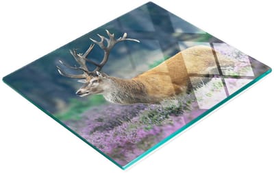 Decoratieve glazen keukensnijplank met hertenmotief in lavendelkleur, 60x52 cm