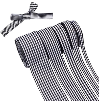 Gingham Ribbons Set - Zwart-Witte Plaid Polyester Ribbons voor Cadeaus, Knutselen, en Feesten