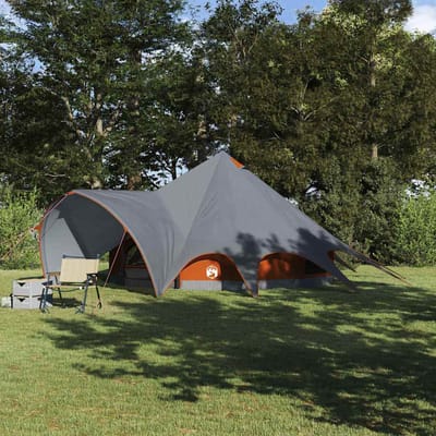 vidaXL - Teepee - Tent - voor - 5 - Personen - 5-persoons - Grijs - en - Oranje