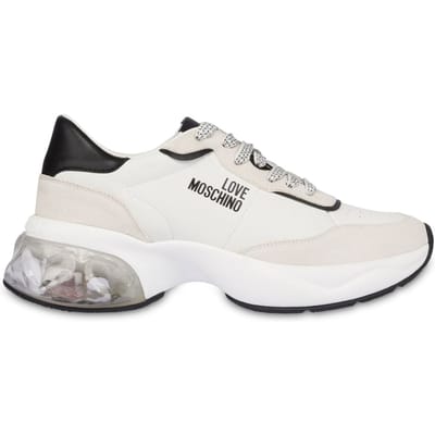 Moschino Crystal Love Calfskin And Split Leather Sneakers White Größe: 36 | Trainers Outlet | Damen | Weiß