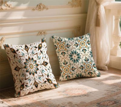Kussenhoes Set - Buitenkussens Waterdicht - Terras Decoratie - Dubbelzijdig Bedrukt - 70 x 70 cm - Turquoise