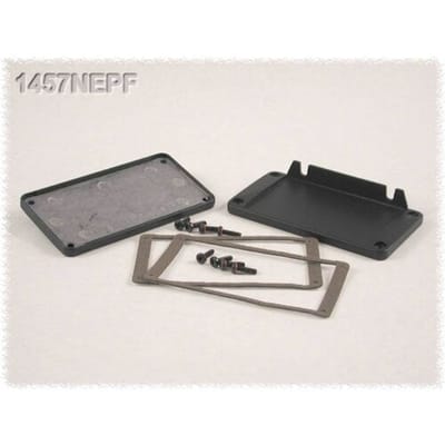 Hammond Electronics 1457NEP 1457NEP End plate Zonder flens (l x b x h) 5 x 104 x 55 mm Aluminium Zwart 2 stuk(s)
