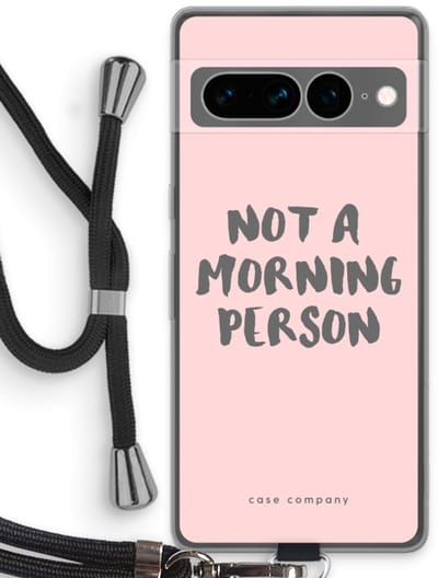 Case Company® - Hoesje met koord geschikt voor Google Pixel 7 Pro hoesje met Koord - Morning person - Telefoonhoesje met Zwart Koord - Bescherming aan alle Kanten en Over de Schermrand
