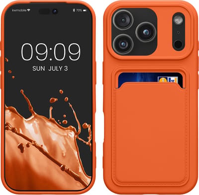 kwmobile telefoonhoesje geschikt voor Apple iPhone 18 Pro / iPhone 17 Pro - Hoesje met pasjeshouder - TPU case in oranje