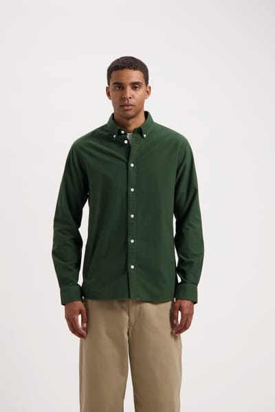 We Are Labels Wal – James Velveteen Regular Shirt Dark Green Maat: S | Casual Overhemden Outlet | Heren | Groen