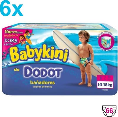 Babykini - DODOT - Splashers - Dora & Diego - Zwembroek - 14-18kg - Maat 5 - 66 Stuks - Voordeelverpakking