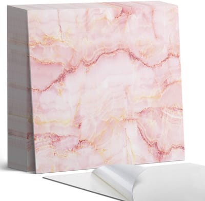 Coloray Plaktegels - Marmerpatroon met golven Zelfklevende Tegels - 20 cm x 20 cm - Roze Plaktegels - 20 stuks - Vierkant PVC Tegels - Plaktegels Badkamer - Plaktegels Vloer - Vinyl Tegels - Wandtegel Zelfklevend