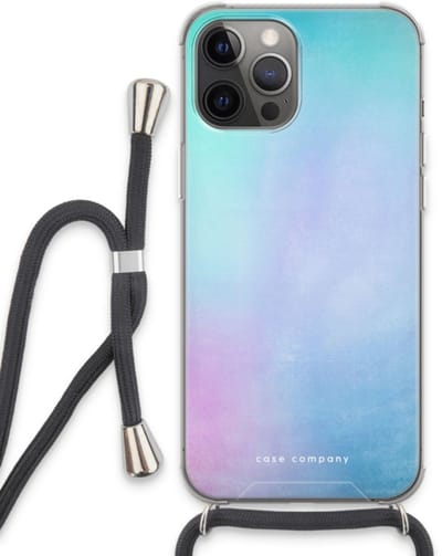 Case Company® - Hoesje met koord geschikt voor iPhone 13 Pro Max hoesje met Koord - Mist pastel - Telefoonhoesje met Zwart Koord - Bescherming aan alle Kanten en Over de Schermrand