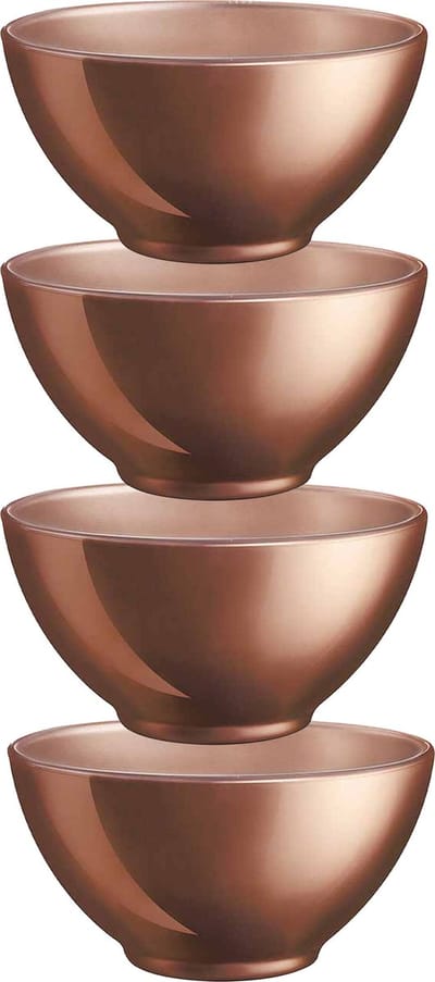 Luminarc Kommetjes/soepkommen/schaaltjes voor dessert/ontbijt - 4x - Glas - D13 x 6 cm - koper