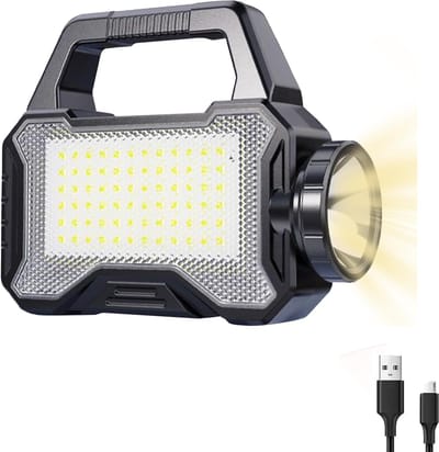 KZQ Oplaadbare LED-campingzaklamp op zonne-energie - Draagbare noodzaklamp en werklicht - 3 modi voor kamperen wandelen en stroomuitval - Waterdicht en duurzaam voor outdoor