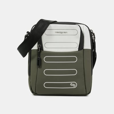 Hedgren RELAX P verticale crossbodytas met RFID-bescherming – Gerecycled materiaal – Waterafstotend - Grey/Olive