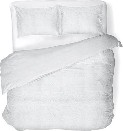 Yellow Candida - Dekbedovertrek - Eenpersoons - 140x200/220 cm + 1 kussensloop 60x70 cm - White