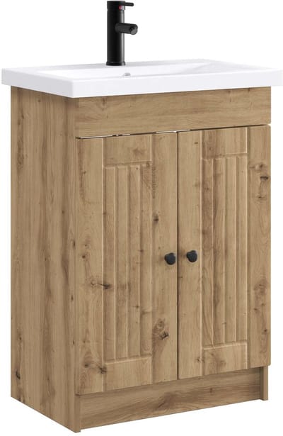 vidaXL - Badkamermeubel - Set - Artisanaal - eiken - 56 - x - 37,5 - x - 81 - cm