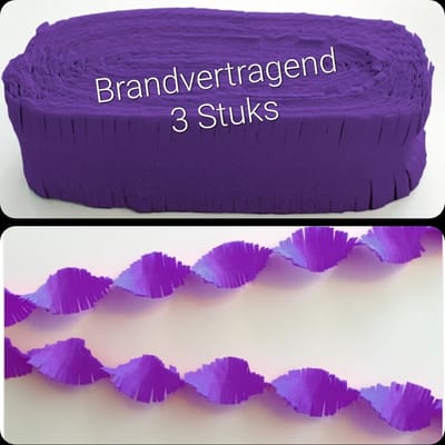 3 stuks BRANDVERTRAGENDE Draaiguirlande Paars/ Violet , 72 meter, Carnaval, Verjaardag , Gala, Themafeest