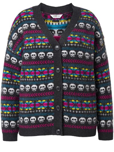 Angel of Style - Dames - Vest oversized doodshoofden lange ballonmouw - Zwart - Maat 46+