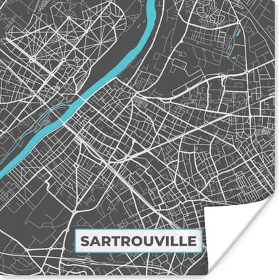 Poster Frankrijk - Sartrouville - Stadskaart - Kaart - Plattegrond - 100x100 cm XXL