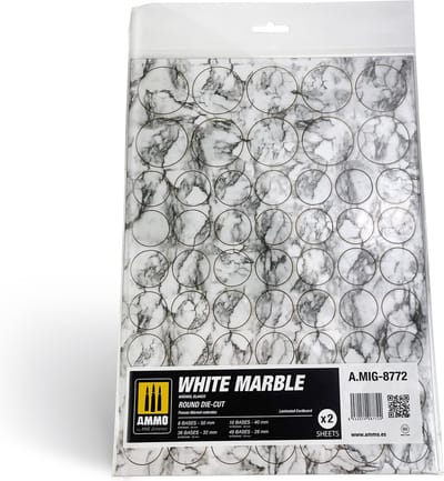 AMMO by Mig Jimenez Modelbouwdecoratie - MIG 8772 Marble White - Round Die-cut Wargames - 2pcs Accessoires set