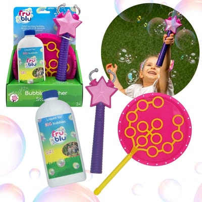 Fru Blu Ster Bubbelset voor het maken en vangen van zeepbellen, bellenvanger + vloeistof 400ml