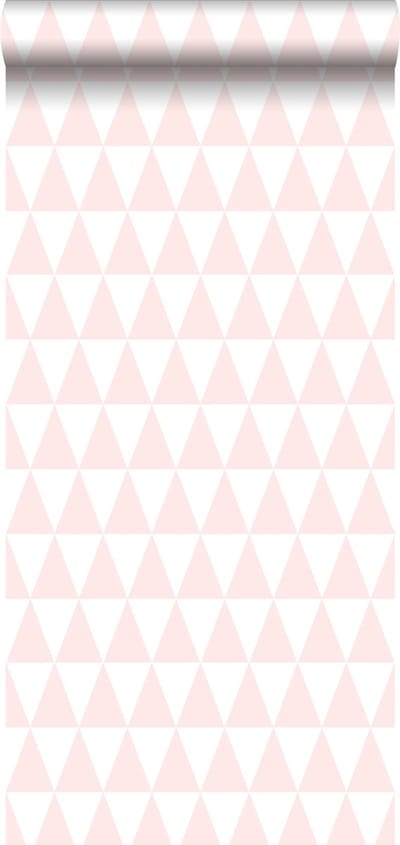 ESTAhome behang grafische driehoeken licht roze en wit - 53 cm x 10.05 m - 128862