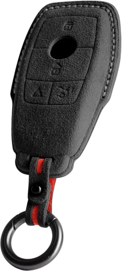 Luxe Alcantara Sleutelcover - Sleutelhoesje Geschikt voor Mercedes C Klasse / E Klasse / S Klasse / CLA / GLA / Hybrid / AMG - Alcantara Look - Zacht Sleutel Hoesje - Met Hanger - Auto Accessoires