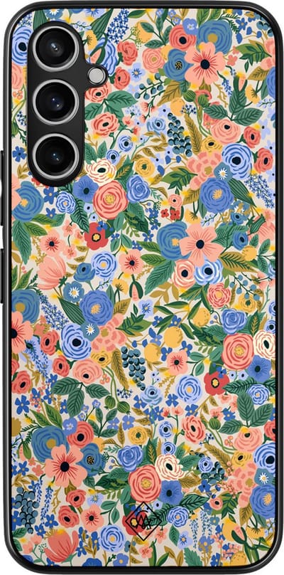 Casimoda® hoesje - Geschikt voor Samsung Galaxy A15 - Blue Gardens - Zwart TPU Backcover - Bloemen - Blauw