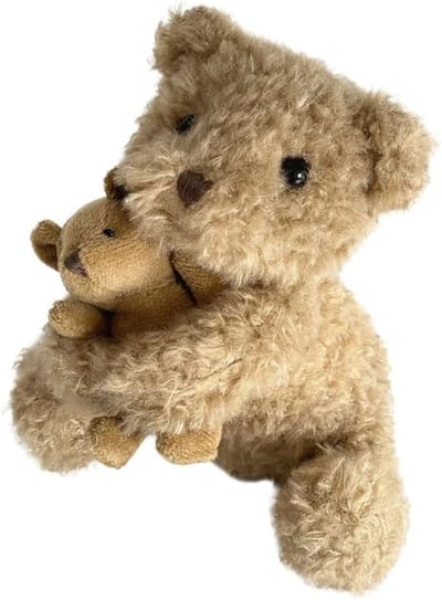 Knuffel Beer - Zachte Knuffel - Troost en Gezelschap - Inclusief Babybeer - 12x12x15 cm - Meerkleurig