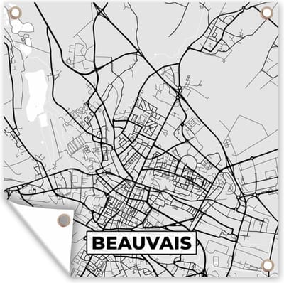 Tuin poster Beauvais - Frankrijk - Plattegrond - Kaart - Stadskaart - 200x200 cm - Tuindoek