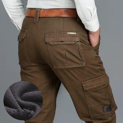 6 zakken fleece warme cargobroek herenkleding thermisch werk casual winterbroek voor heren militaire zwarte kaki legerbroek mannelijk 44 kaki