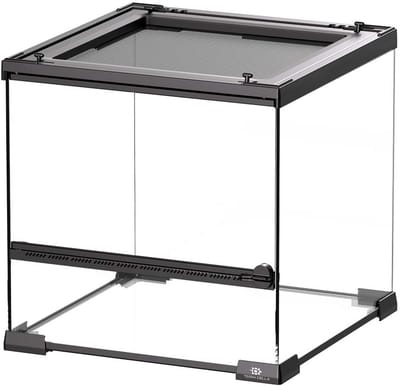 Terra Della Glazen terrarium 30x30x32 cm met ventilatierooster en voederluik