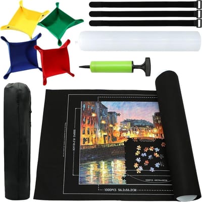 Puzzelmat - Legpuzzel Rol - Puzzels Opbergen - Inclusief Opbergbuis - 118x80 cm - Zwart