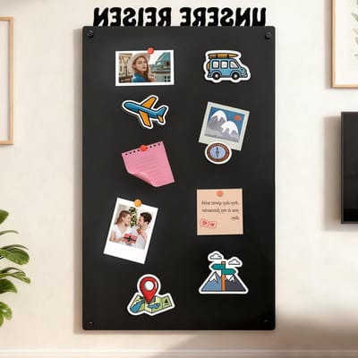 Magneetbord Metaal - Prikbord Wandmontage - Notities Opslaan - Frameloos Design - 80 x 50 cm - Zwart