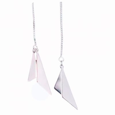 Zilveren doorsteek oorbellen - driehoekje - Charme Bijoux