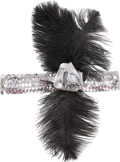 1920s pailleten hoofdband zilver met bloem en veren